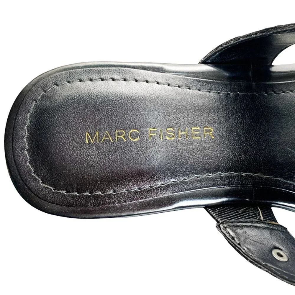 MARC FISHER Amina Metallic Dress Thong Wedge